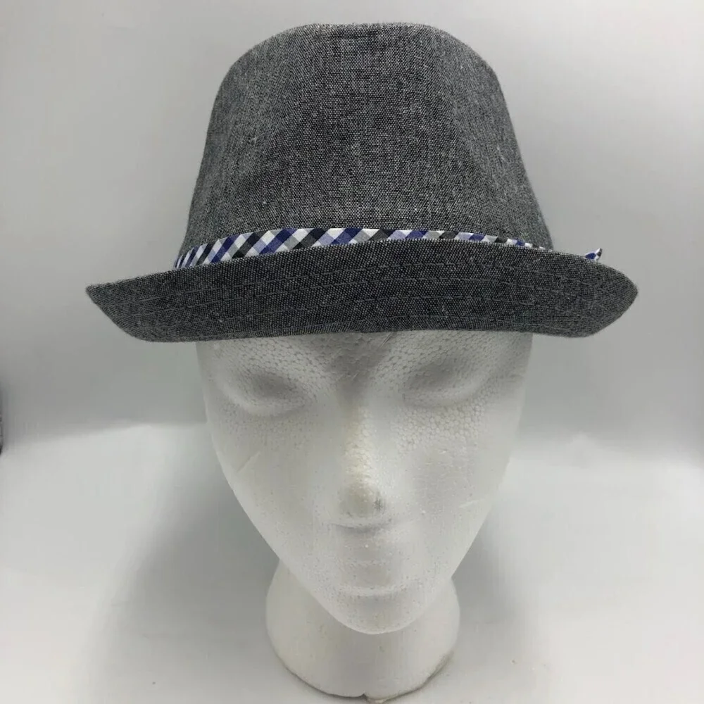 Nick Graham Men's Fedora Gray Hat with Plaid bow tie